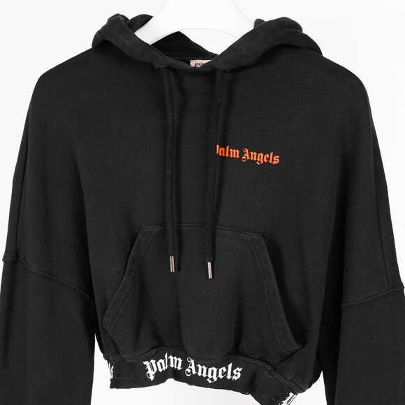 Palm Angels Summer 2019 Black Cropped Logo Print Hoodie - Picture 4 of 12